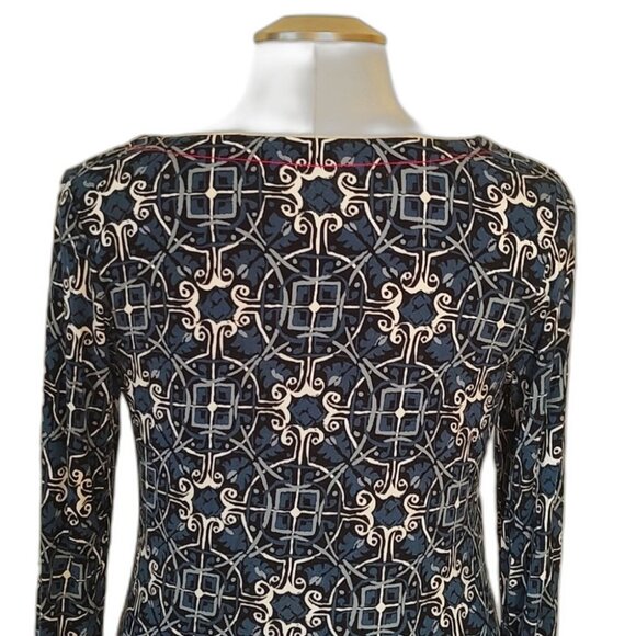 🔥HP🔥Hatley Long Sleeve Stretch Dress Size Medium Blues Mandarin Collar - Picture 5 of 9